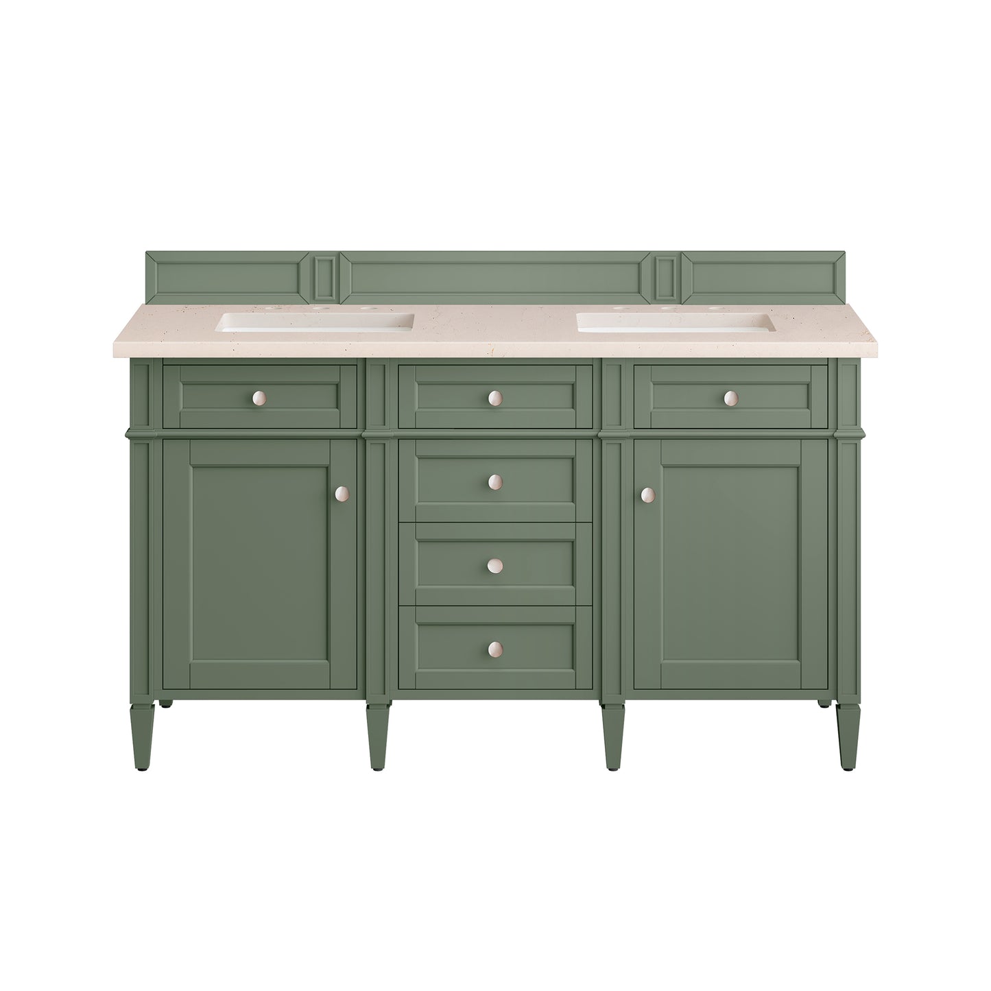 Brittany 60" Double Vanity, Smokey Celadon w/ 3CM Eternal Marfil Top James Martin Vanities