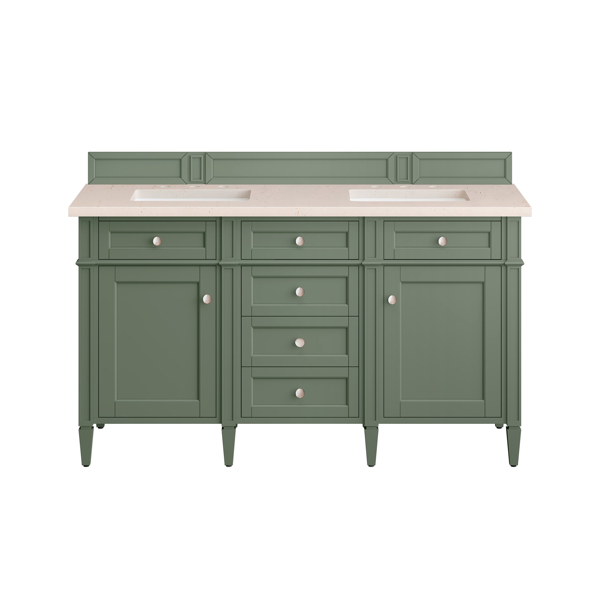 Brittany 60" Double Vanity, Smokey Celadon w/ 3CM Eternal Marfil Top James Martin Vanities