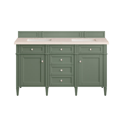 Brittany 60" Double Vanity, Smokey Celadon w/ 3CM Eternal Marfil Top James Martin Vanities
