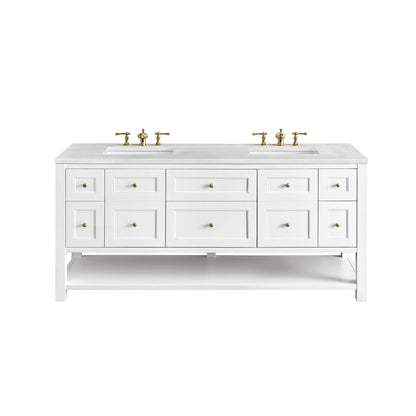 Breckenridge 72" Double Vanity, Bright White w/ 3CM Arctic Fall Top James Martin Vanities