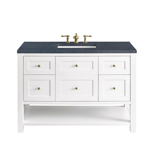 Breckenridge 48" Single Vanity, Bright White w/ 3CM Charcoal Soapstone Top James Martin Vanities