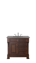 Load image into Gallery viewer, Brookfield 36&quot; Single Vanity, Warm Cherry w/ 3 CM Grey Expo Quartz Top James Martin Vanities