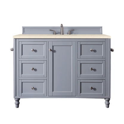 Copper Cove Encore 48" Single Vanity, Silver Gray w/ 3 CM Eternal Marfil Quartz Top James Martin Vanities