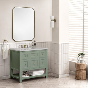 Breckenridge 36" Single Vanity, Smokey Celadon w/ 3CM Eternal Serena Top James Martin Vanities