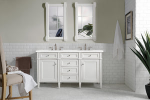 Brittany 60" Bright White Double Vanity w/ 3 CM White Zeus Quartz Top James Martin Vanities