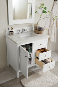 Palisades 36" Single Vanity, Bright White w/ 3 CM Arctic Fall Solid Surface Top James Martin Vanities