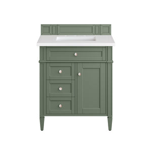 Brittany 30" Single Vanity, Smokey Celadon w/ 3CM White Zeus Top James Martin Vanities