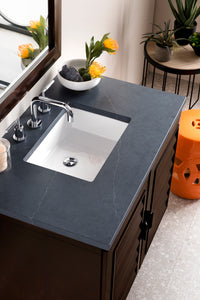 Portland 36" Single Vanity, Burnished Mahogany, w/ 3 CM Charcoal Soapstone Quartz Top James Martin Vanities