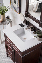 Load image into Gallery viewer, Brittany 30&quot; Single Vanity, Burnished Mahogany, w/ 3 CM White Zeus Quartz Top James Martin Vanities