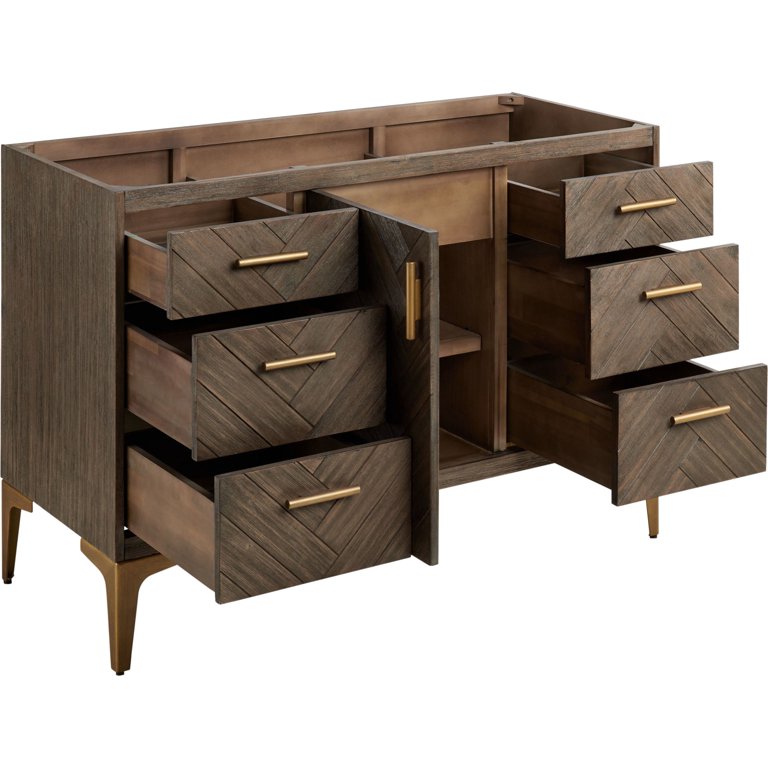 Frey 48" Vanity Base in Grey Wash -All Wood- Signature Hardware
