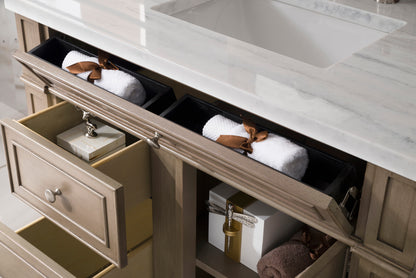 Bristol 36" Single Vanity, Whitewashed Walnut, w/ 3 CM Arctic Fall Solid Surface Top James Martin Vanities