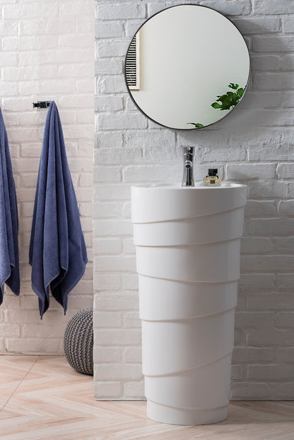 Quebec 17.5" Solid Surface Pedestal Sink, Bright White James Martin Vanities