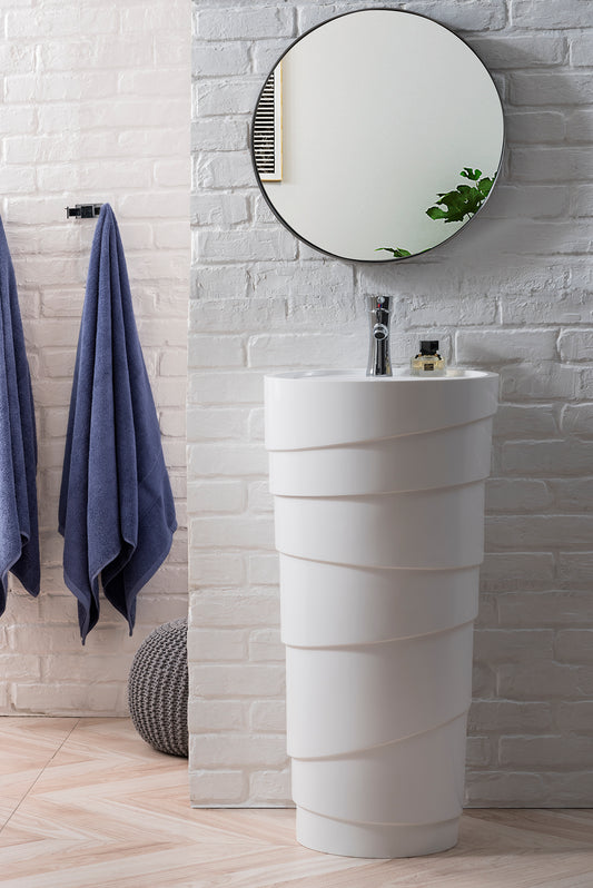 Quebec 17.5" Solid Surface Pedestal Sink, Bright White James Martin Vanities