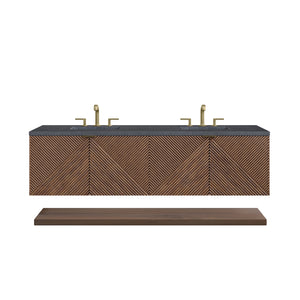 Marcello 72" Double Vanity, Chestnut w/ 3CM Charcoal Soapstone Top James Martin Vanities