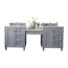 Load image into Gallery viewer, Copper Cove Encore 86&quot; Double Vanity Set, Silver Gray w/ Makeup Table, 3 CM White Zeus Quartz Top James Martin Vanities