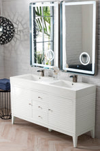 Load image into Gallery viewer, Linear 59&quot; Double Vanity, Glossy White w/ Glossy White Composite Top James Martin Vanities