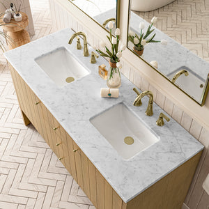 Bathroom Vanities Outlet Atlanta Renovate for LessHudson 60" Double Vanity, Light Natural Oak w/ 3CM Carrara Marble Top
