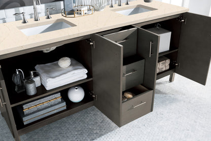 Bathroom Vanities Outlet Atlanta Renovate for LessMetropolitan 72" Double Vanity, Silver Oak, w/ 3 CM Eternal Marfil Quartz Top