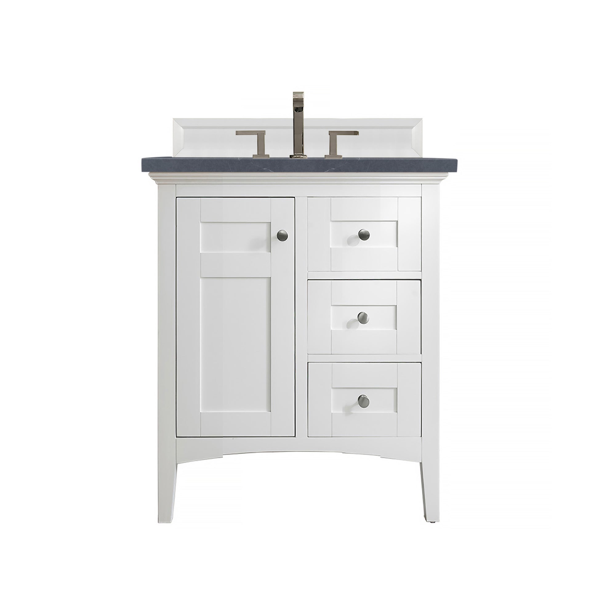 Palisades 30" Single Vanity, Bright White, w/ 3 CM Charcoal Soapstone Quartz Top James Martin Vanities