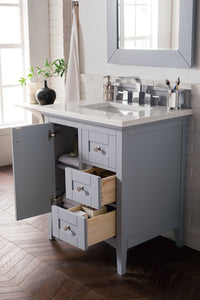 Palisades 30" Single Vanity, Silver Gray w/ 3 CM Arctic Fall Solid Surface Top James Martin Vanities