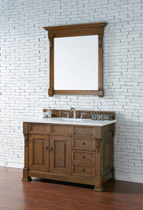 Brookfield 48" Single Vanity, Country Oak w/ 3 CM White Zeus Quartz Top James Martin Vanities