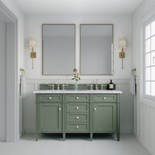 Load image into Gallery viewer, Brittany 60&quot; Double Vanity, Smokey Celadon w/ 3CM Carrara Marble Top James Martin Vanities