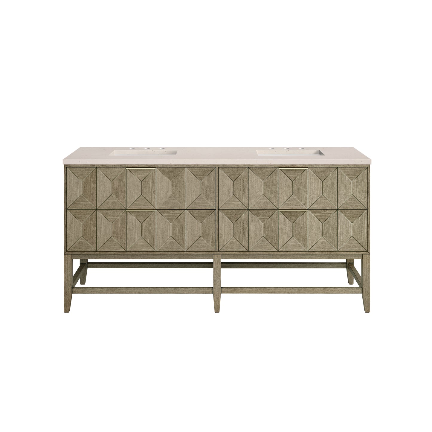Emmeline 72" Double Vanity, Pebble Oak w/ 3CM Eternal Marfil Top James Martin Vanities