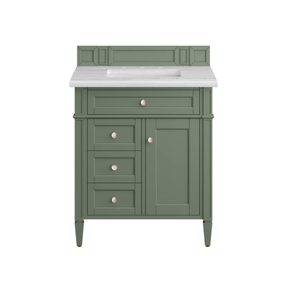 Brittany 30" Single Vanity, Smokey Celadon w/ 3CM Arctic Fall Top James Martin Vanities