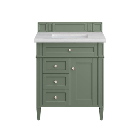 Brittany 30" Single Vanity, Smokey Celadon w/ 3CM Arctic Fall Top James Martin Vanities
