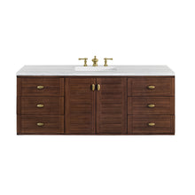 Load image into Gallery viewer, Amberly 60&quot; Single Vanity, Mid-Century Walnut w/ 3CM Arctic Fall Top James Martin Vanities