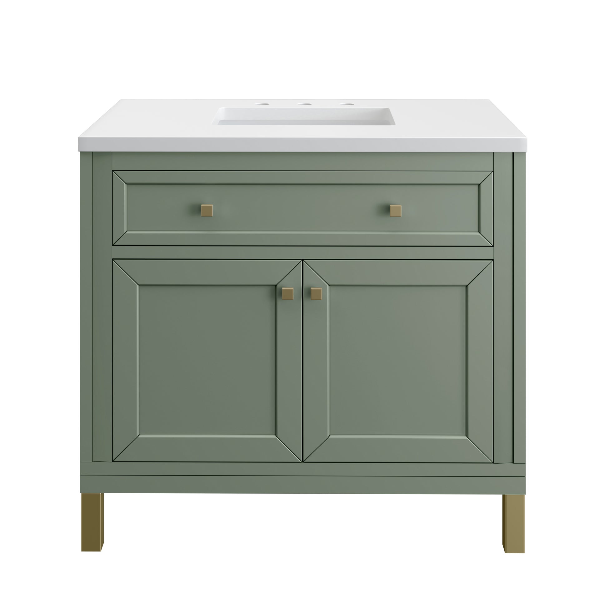 Chicago 36" Single Vanity, Smokey Celadon w/ 3CM White Zeus Top James Martin Vanities