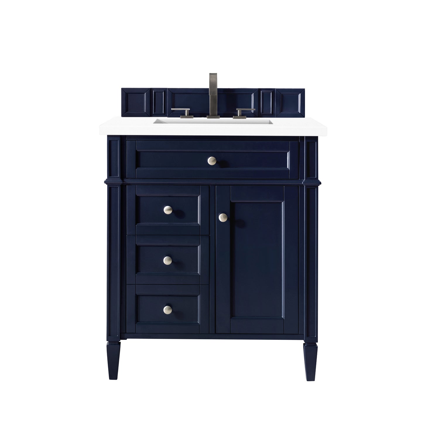 Brittany 30" Single Vanity, Victory Blue w/ 3 CM White Zeus Quartz Top James Martin Vanities