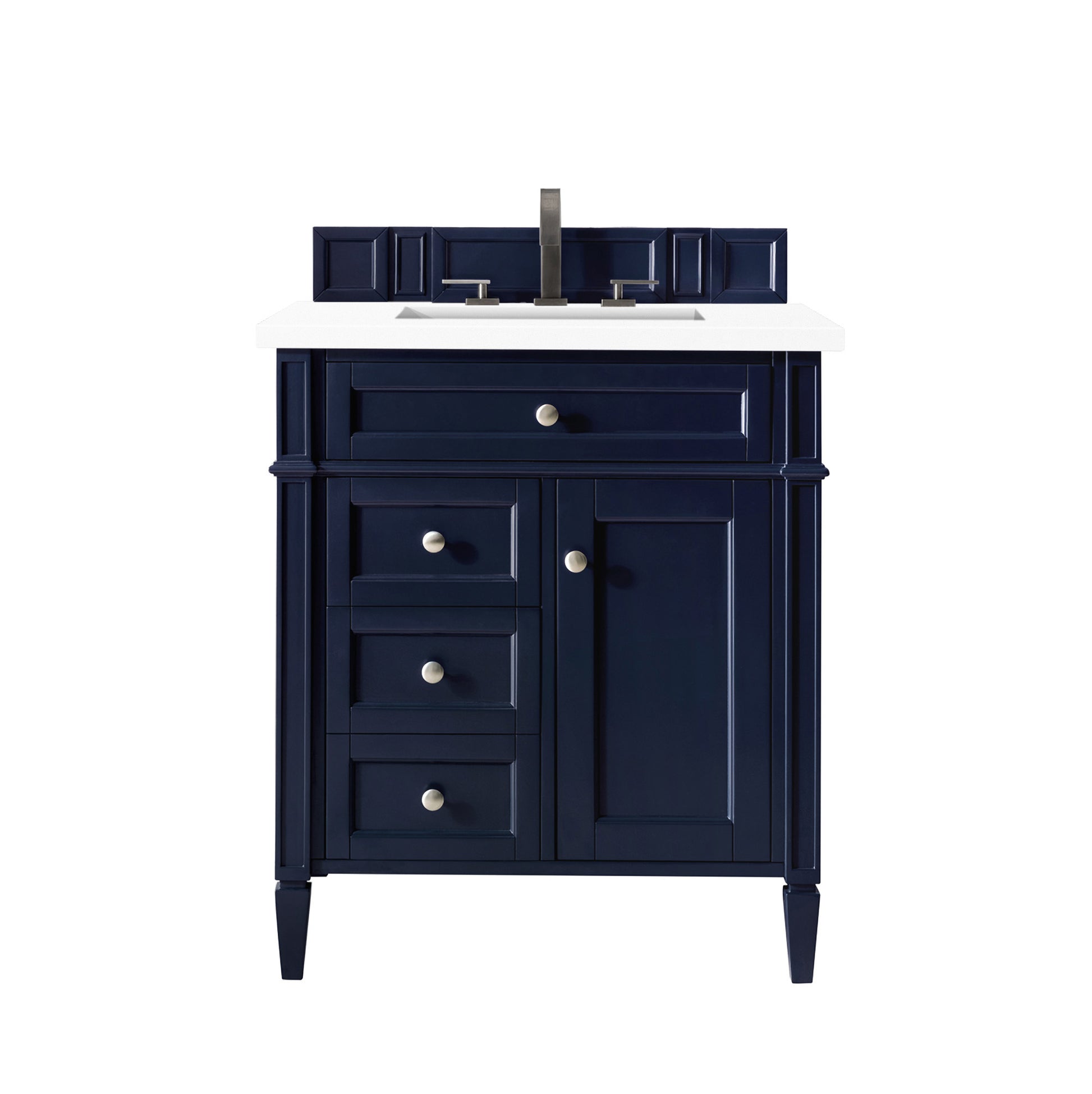 Brittany 30" Single Vanity, Victory Blue w/ 3 CM White Zeus Quartz Top James Martin Vanities