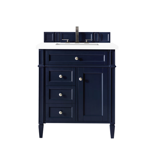 Brittany 30" Single Vanity, Victory Blue w/ 3 CM White Zeus Quartz Top James Martin Vanities