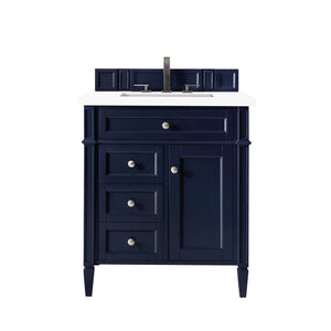 Brittany 30" Single Vanity, Victory Blue w/ 3 CM White Zeus Quartz Top James Martin Vanities