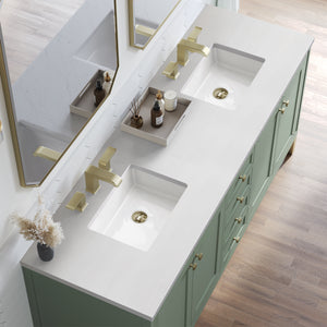 Bathroom Vanities Outlet Atlanta Renovate for LessChicago 72" Double Vanity, Smokey Celadon w/ 3CM White Zeus Top