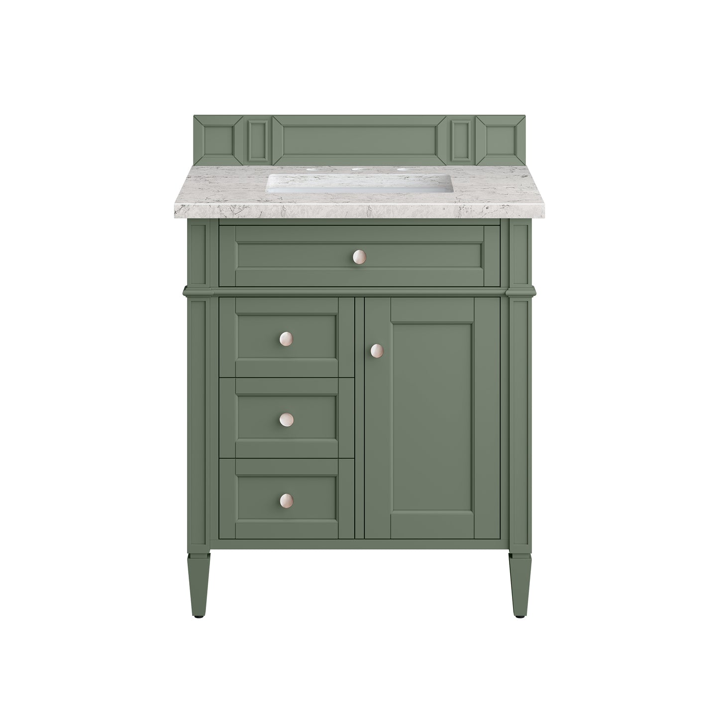 Brittany 30" Single Vanity, Smokey Celadon w/ 3CM Eternal Jasmine Pearl Top James Martin Vanities