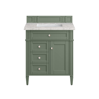 Brittany 30" Single Vanity, Smokey Celadon w/ 3CM Eternal Jasmine Pearl Top James Martin Vanities