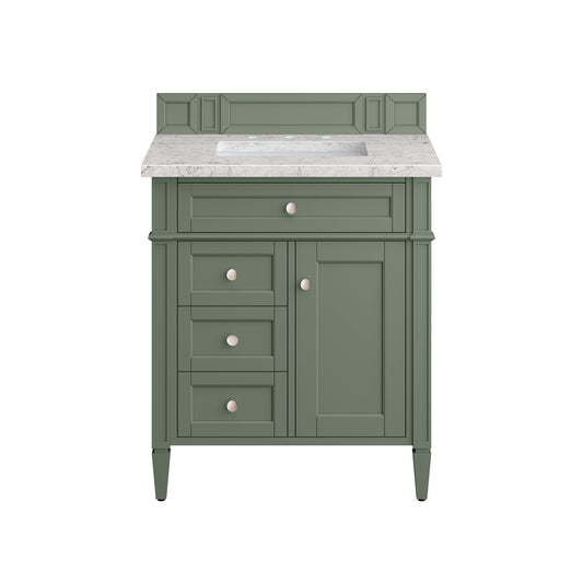 Brittany 30" Single Vanity, Smokey Celadon w/ 3CM Eternal Jasmine Pearl Top James Martin Vanities