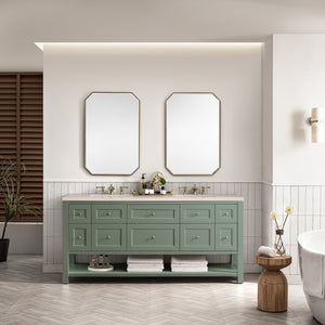 Breckenridge 72" Double Vanity, Smokey Celadon w/ 3CM Eternal Marfil Top James Martin Vanities