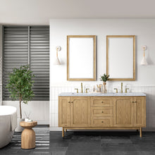 Load image into Gallery viewer, Laurent 72&quot; Double Vanity, Light Natural Oak w/ 3CM Carrara Marble Top James Martin Vanities