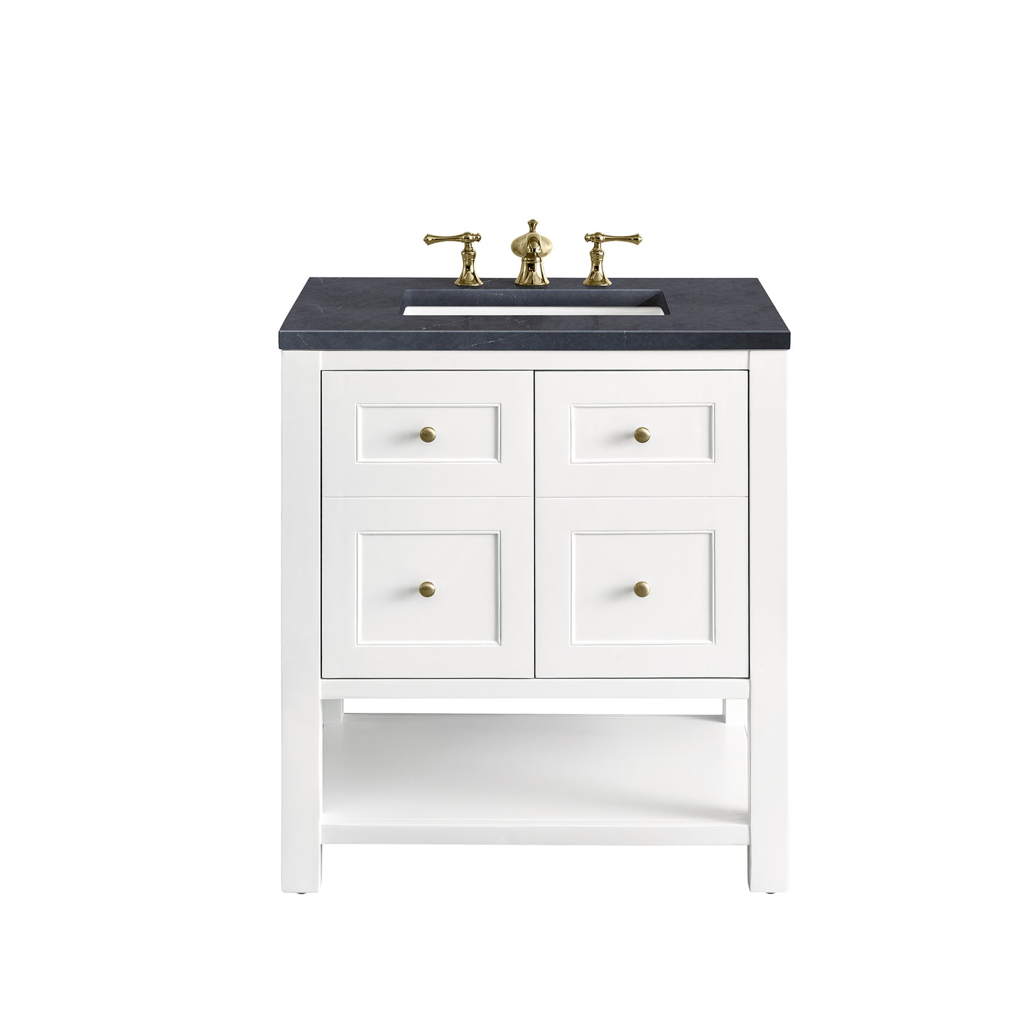 Breckenridge 30" Single Vanity, Bright White w/ 3CM Charcoal Soapstone Top James Martin Vanities