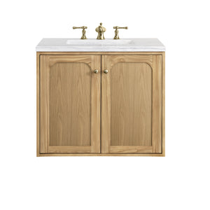 Laurent 30" Single Vanity, Light Natural Oak w/ 3CM Arctic Fall Top James Martin Vanities