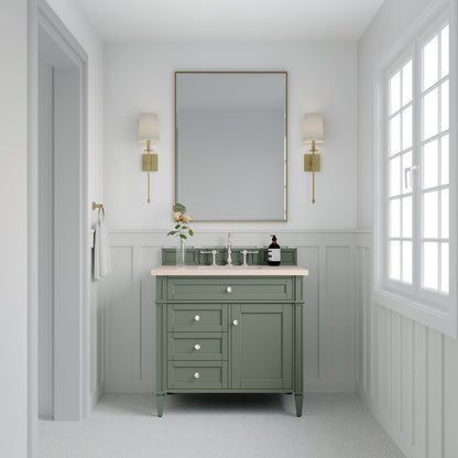 Brittany 36" Single Vanity, Smokey Celadon w/ 3CM Eternal Marfil Top James Martin Vanities