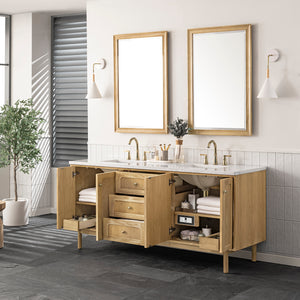 Bathroom Vanities Outlet Atlanta Renovate for LessLaurent 72" Double Vanity, Light Natural Oak w/ 3CM Arctic Fall Top