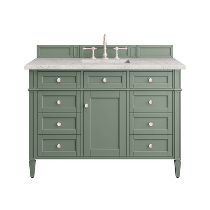 Brittany 48" Single Vanity, Smokey Celadon w/ 3CM Eternal Jasmine Pearl Top James Martin Vanities