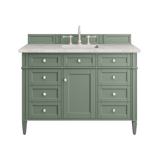 Brittany 48" Single Vanity, Smokey Celadon w/ 3CM Eternal Jasmine Pearl Top James Martin Vanities