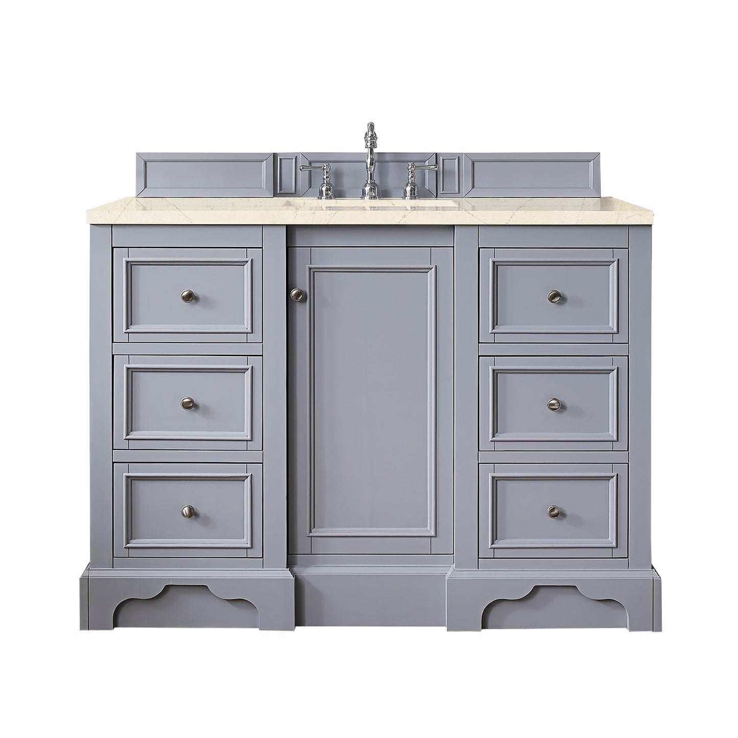 De Soto 48" Single Vanity, Silver Gray w/ 3 CM Eternal Marfil Quartz Top James Martin Vanities