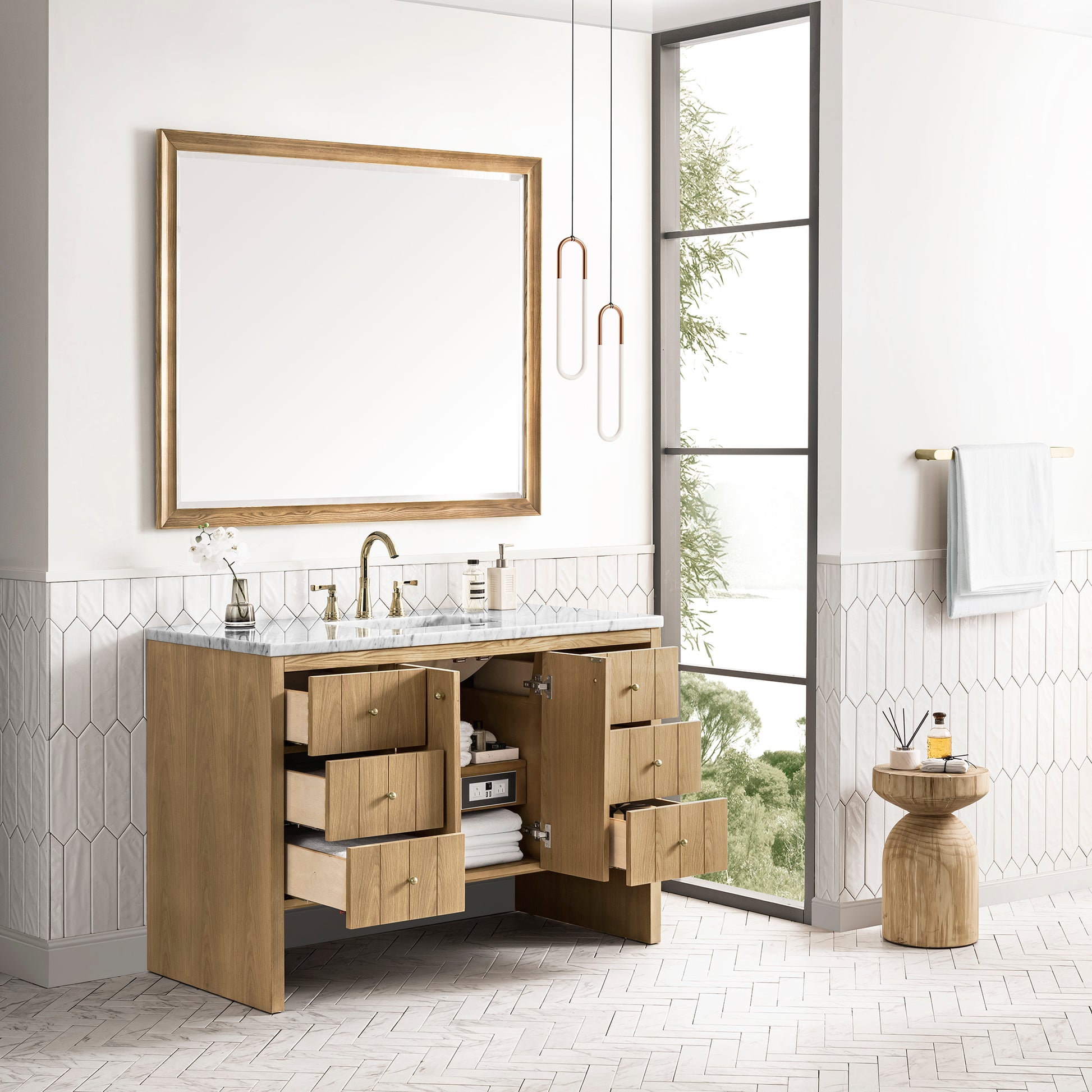 Bathroom Vanities Outlet Atlanta Renovate for LessHudson 48" Single Vanity, Light Natural Oak w/ 3CM Arctic Fall Top