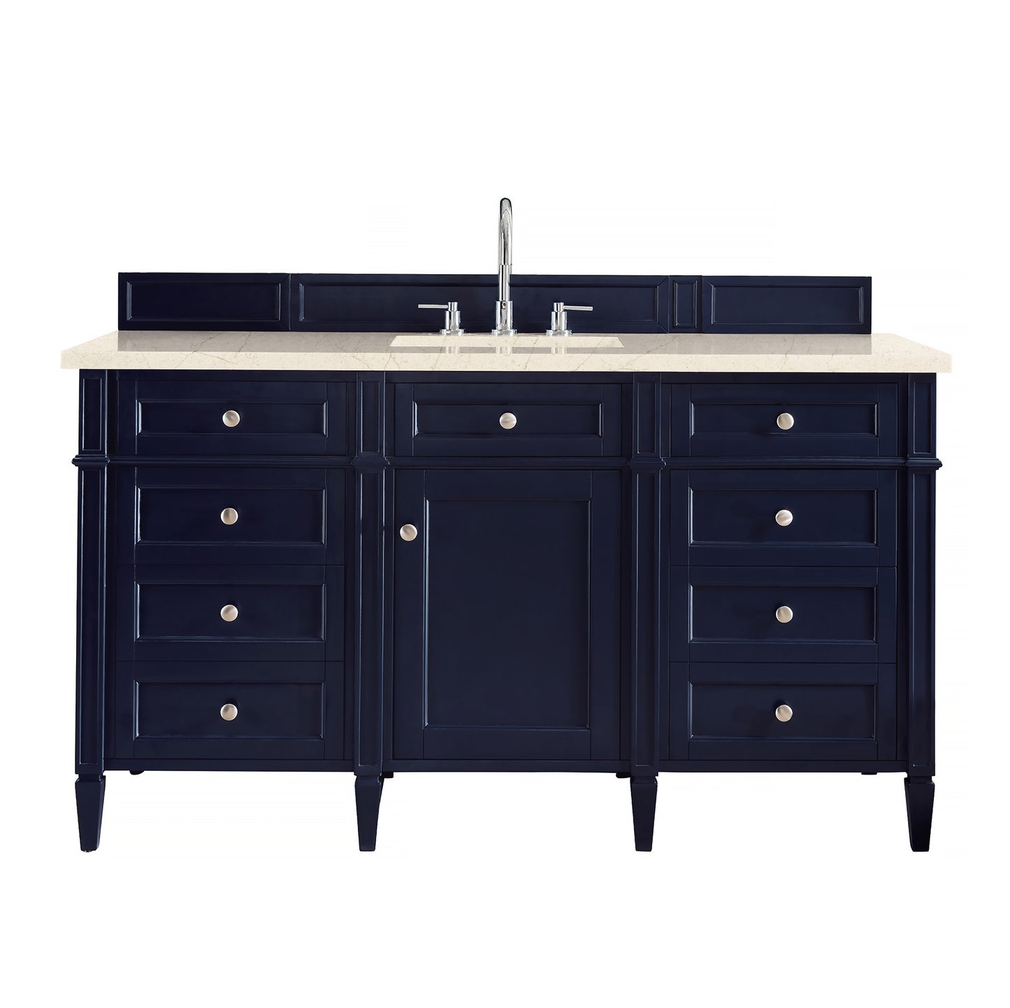 Brittany 60" Victory Blue Single Vanity w/ 3 CM Eternal Marfil Quartz Top James Martin Vanities